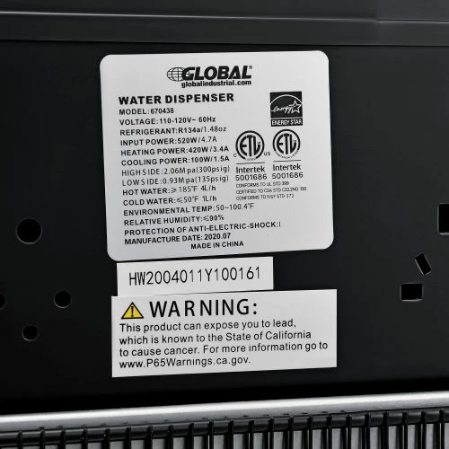 Global Industrial® Tri-Temp Countertop Water Dispenser, Black 15 Global Industrial® Tri-Temp Countertop Water Dispenser, Black - Image 13