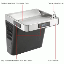 Refrigerated Drinking Fountain, Filtered, Graphite/Stainless Steel, by Global Industrial™ -Pumps Sales 761217IN 1wco