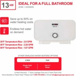 Atmor 800 240V 13 kW 2.25 GPM Point Of Use Tankless Electric Water Heater 19 Atmor 800 240V 13 kW 2.25 GPM Point Of Use Tankless Electric Water Heater -Pumps Sales AT 800 13 2