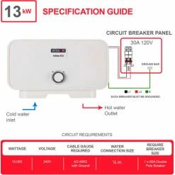 Atmor 800 240V 13 kW 2.25 GPM Point Of Use Tankless Electric Water Heater 21 Atmor 800 240V 13 kW 2.25 GPM Point Of Use Tankless Electric Water Heater -Pumps Sales AT 800 13 4