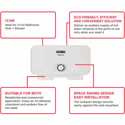 Atmor 800 240V 13 kW 2.25 GPM Point Of Use Tankless Electric Water Heater 11 Atmor 800 240V 13 kW 2.25 GPM Point Of Use Tankless Electric Water Heater - Image 9