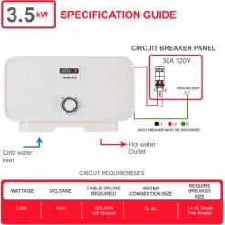 Atmor 800 120V 3.5 kW 0.5 GPM Point Of Use Tankless Electric Water Heater -Pumps Sales AT 800 35 4