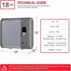Atmor 912 240V 18 kW 3.73 GPM Tankless Electric Water Heater -Pumps Sales AT 912 18TP 2