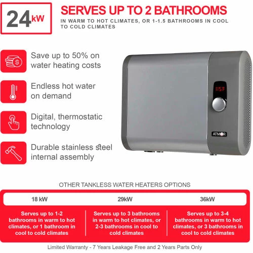 Atmor 912 240V 24 kW 4.65 GPM Tankless Electric Water Heater 8 Atmor 912 240V 24 kW 4.65 GPM Tankless Electric Water Heater - Image 6