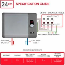 Atmor 912 240V 24 kW 4.65 GPM Tankless Electric Water Heater 22 Atmor 912 240V 24 kW 4.65 GPM Tankless Electric Water Heater -Pumps Sales AT 912 24TP 5