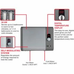 Atmor 912 240V 24 kW 4.65 GPM Tankless Electric Water Heater 23 Atmor 912 240V 24 kW 4.65 GPM Tankless Electric Water Heater -Pumps Sales AT 912 24TP 6