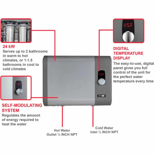 Atmor 912 240V 24 kW 4.65 GPM Tankless Electric Water Heater 11 Atmor 912 240V 24 kW 4.65 GPM Tankless Electric Water Heater - Image 9