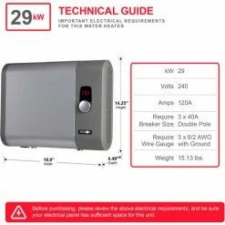 Atmor 912 240V 29 kW 5.4 GPM Tankless Electric Water Heater 19 Atmor 912 240V 29 kW 5.4 GPM Tankless Electric Water Heater -Pumps Sales AT 912 29TP 2