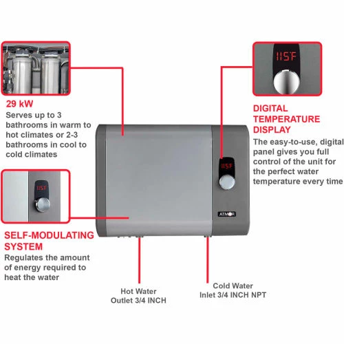 Atmor 912 240V 29 kW 5.4 GPM Tankless Electric Water Heater 11 Atmor 912 240V 29 kW 5.4 GPM Tankless Electric Water Heater - Image 9