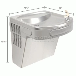 Elkay ADA Barrier Free Water Cooler, Stainless Steel, Wall Hung, 115V, 60Hz, 5 Amps, EZS8S -Pumps Sales B190403 dim